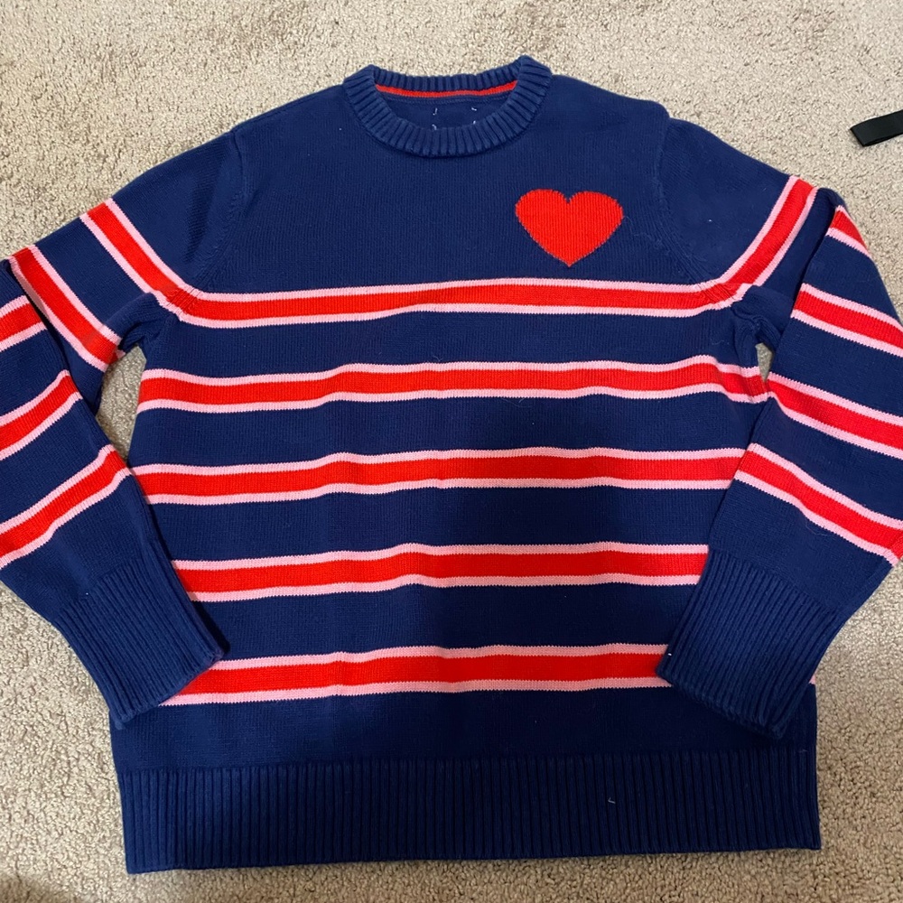Lands end heart stripes sweater size medium
